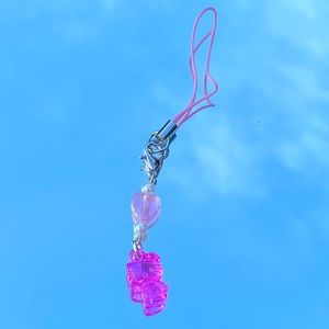 Handmade Sanrio Hello Kitty Kawaii Hot Pink Cell Phone Strap Charm Y2k McBling